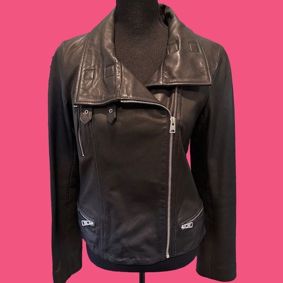 All Saints Bales Biker Jacket Zip Moto Double Buckle - Picture 2 of 13
